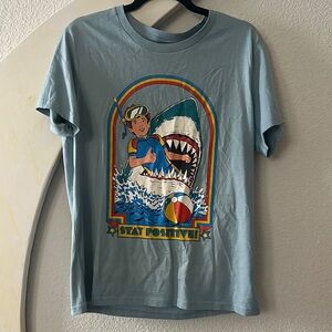 Stay Positive Graphic Tee - Light Blue Women’s Top